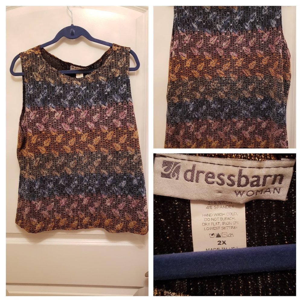 Round neck lacey leaf pattern tank top